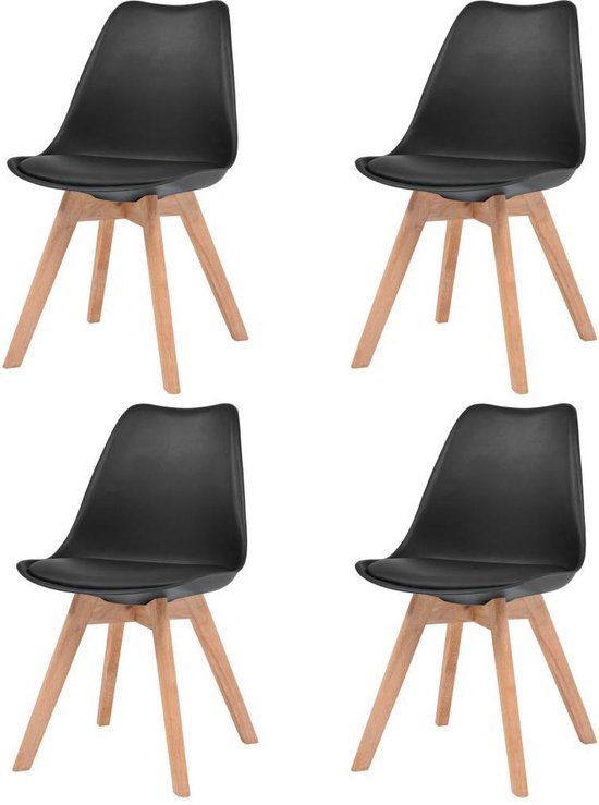 vidaXL Eetkamerstoelen 4 stuks kunststof zwart