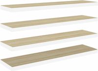 vidaXL Zwevende Wandschappen - 4 stuks - 90x23,5x3,8 cm - MDF - Eikenkleurig/Wit