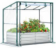 Jardinière surélevée - Lit de jardin avec serre et housse - 120 x 60 x 30 cm - Galvanisé