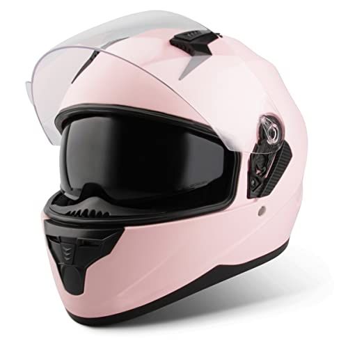 VINZ Helmets VINZ Kennet Integraalhelm Roze met Zonnevizier - Scooterhelm Vrouwen - Motorhelm Dames - ECE 22.06 Brommerhelm - S