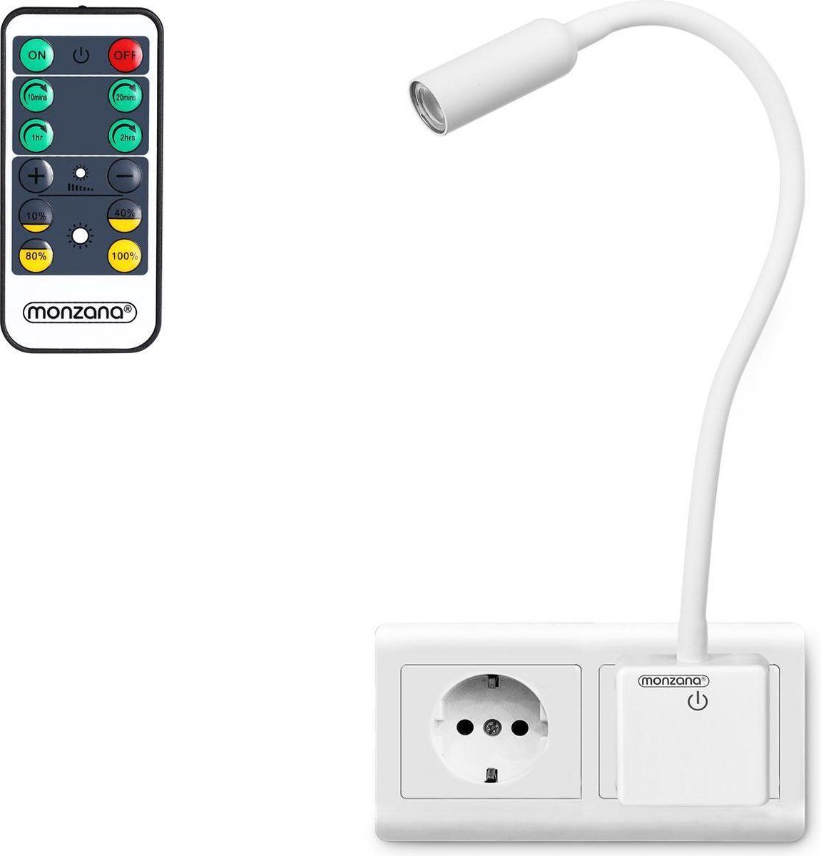 Monzana LED Wandlamp Svetloba Wit met afstandsbediening - Aluminium - 46.5cm - Wit