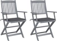 VidaXL Tuinstoelen 2 stuks met kussens acaciahout antraciet