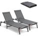 VEVOR Tuinligstoel voor buiten, 2 stuks, inklapbaar, van aluminium, voor terras, met 5 verstelbare posities, volledig plat, voor strand, zwembad, outdoor, donkergrijs