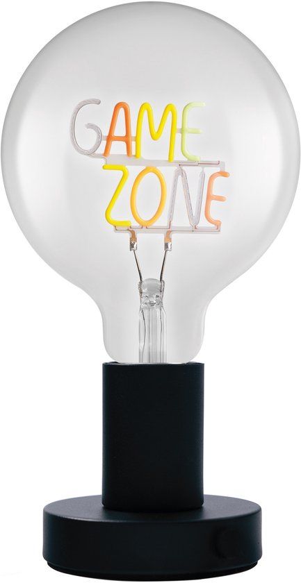Osram 1906 Letter LED tafellamp Game Zone belettering, neon, 1,2W, E27, zwart, koel wit, textielkabel