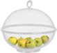 Kinvara Artesania Cerd Kinvara Vliegenkap/voedselkap of Fruitschaal - rond - D28 x H12 cm - wit - anti insecten en fruitvliegjes - metaal
