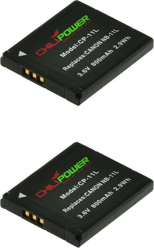 ChiliPower NB-11L Accu voor Canon - 800mAh - 2-Pack - Spiegelreflexcamera - Li-Ion