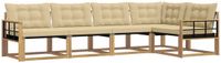 vidaXL Hoek Loungeset 5-zits Acacia Hout Wit en Beige
