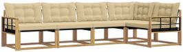 vidaXL Hoek Loungeset 5-zits Acacia Hout Wit en Beige