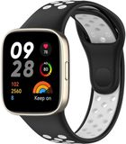 By Qubix Qubix Siliconen sportband Zwart met wit Geschikt voor Xiaomi Redmi Watch 3