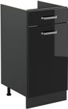 Vicco Keukenonderkast R-Line, Zwart hoogglans/Antraciet, 40 cm zonder werkblad