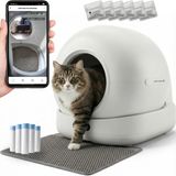 Prime AnimalZ Automatische Kattenbak XXL – 72L – Zelfreinigende Kattenbak met Camera – Veiligheidssensoren – Geschikt voor Meerdere Katten – App-bediening – Uitloopmat en Geurverdrijver – 7L Afvalbak