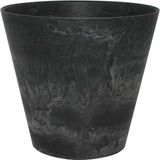 Artstone Plantenpot/bloempot - natuursteen look zwart - D17 x H15 cm