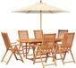vidaXL Acacia Hout Buiten Eetset met Parasol 8-delig Crème Wit en Natuurlijk