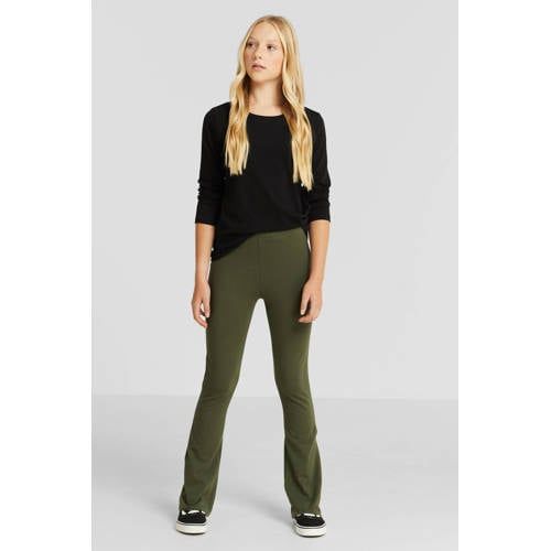 Anytime flared legging - khaki (set van 2)