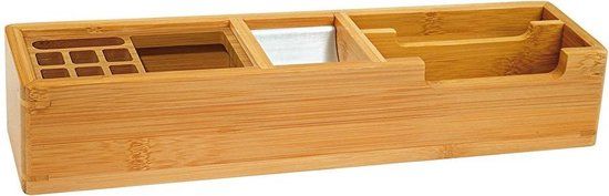 Wedo bureau organizer Bamboe, 2 vakken, 2 aluminium inzetstukken