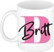 Bellatio Decorations Naam mok Britt - roze - wit - keramiek - 300 ml - cadeau beker