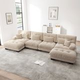 REDOM Modulaire 4-Zits Bank - Lichte Koffie - Chenille