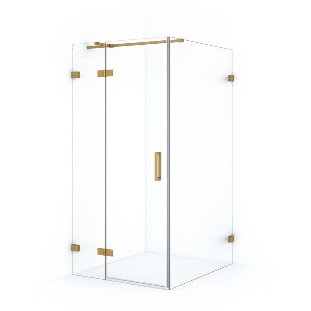 Maxaro Douchecabine Diamond 120x100cm 8mm Helder Veiligheidsglas Goud met Draaideur