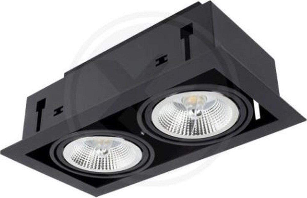 LCB LED Europe LED AR111 inbouwspot zwart vierkant - Dubbelvoudig voor 2 LED AR111 spots