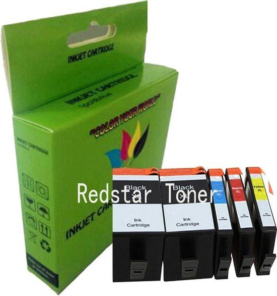 RedStar Toner - Compatible HP 932XL/933XL Ink Cartridges - 5 Pack (2 Black, 1 Cyan, 1 Magenta, 1 Yellow)
