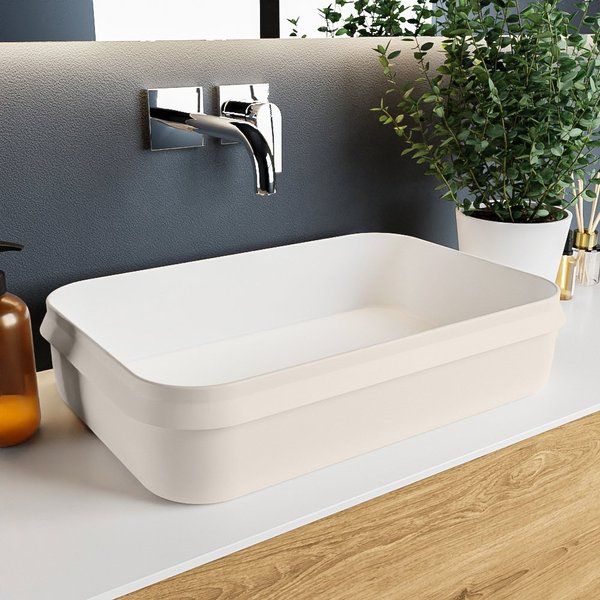 Mondiaz Arvo waskom 55x38x13cm Solid Surface Linen/Talc