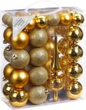 47x Boules de Noël dorées en plastique 4-6 cm mat/brillant avec étoile - mat/brillant - Décoration de sapin de Noël or