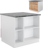 Vicco Fame-Line Îlot de cuisine – 90 cm avec tiroir, sans plan de travail Chêne doré/blanc