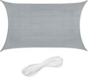 Merkloos Relaxdays Rechthoekig schaduwdoek, 2 x 3 m, HDPE-weefsel, UV-werend, concaaf, lichtgrijs
