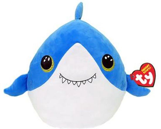 TY Squish a Boo Finsley Shark - 20 cm - Blauw/Wit Pluche Knuffel - 0008421392681