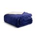 Kono Sherpa fleece plaid deken 150 * 200 cm zachte, gezellige pluizige omkeerbare microvezel massieve dekens voor bed bank sofa (marine, twee- of tweepersoonsbed)