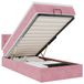 vidaXL Lit coffre avec matelas et éclairage LED, rose, 90x200 cm, velours