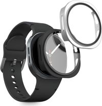 kwmobile 2x hoes compatibel met Samsung Galaxy Watch 8 (40mm) hoesje - Cover van kunststof en glas - Hoesje voor activity tracker - In zwart/zilver