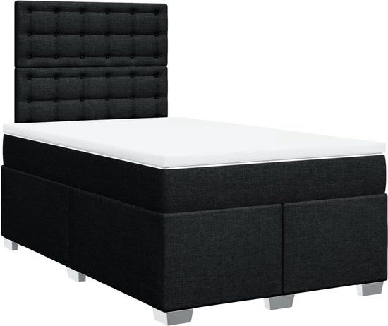 VidaXL Boxspring met matras stof zwart 120x200 cm