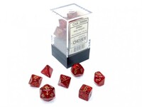 Chessex Mini Polydice Dobbelsteen Set Rood/Goud (7 stuks)