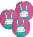 Folat Lampion konijn - 3x - 22 cm - roze - papier