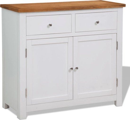 vidaXL Dressoir 90x33,5x83 cm massief eikenhout