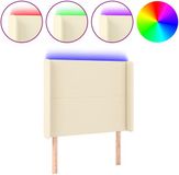 vidaXL Hoofdbord LED 103x16x118/128 cm Kunstleer Crèmekleurig