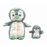 LES DÉGLINGOS Les Ptipotos by Glissou Le Pinguïn Mama Baby – zacht pluche dier – ideaal cadeau voor geboorte – mintgroen – 16 cm