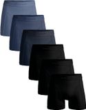 Muchachomalo Boxershorts Heren – 6 Pack – 95% Pima Katoen – Blauw/Zwart – Effen – Maat L