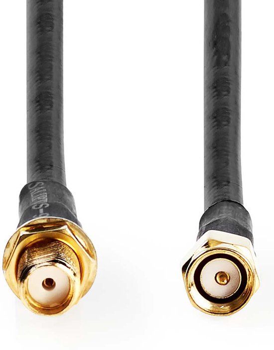 Nedis Antennekabel - SMA Male - SMA Female - Verguld - 50 Ohm - Dubbel Afgeschermd - 10.0 m - Zwart