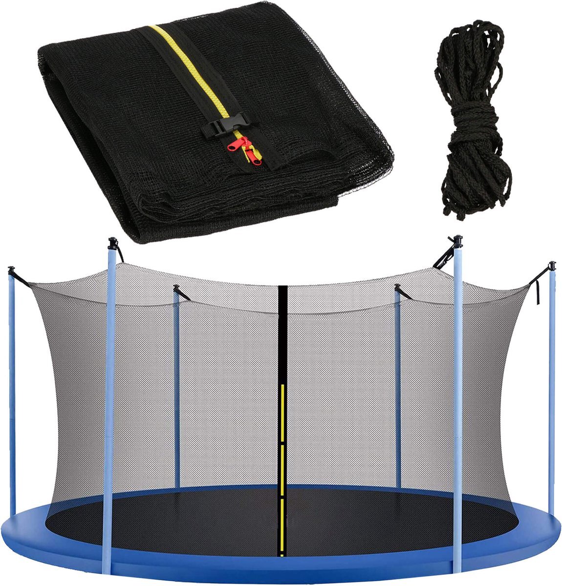 springos Veiligheidsnet Trampoline | Trampoline Net | Geschikt voor 8 Palen | Ø 244 cm | Zwart