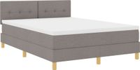 vidaXL Boxspringbed met kussens en hoofdbord, taupe, 140 x 190 cm, stof