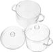 Senza Marchio Glazen braadpan met deksel - 2-delig - 1350 ml - transparant - Borosilicaatglas - inductiekookplaat