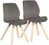 CLP Luna Set van 2 Eetkamerstoel - Modern - Rugleuning - 136 kg - Fluweel/grijs