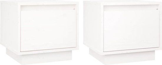 vidaXL Nachtkastjes 2 stuks massief grenenhout wit