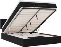 vidaXL Ottoman Bed with Mattress and LEDs - 140x200cm - Velvet - Black