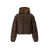 Retour Jeans gewatteerde puffer winterjas met print - donkerbruin