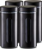 Zeller Voorraadpot / Blik met Venster - 6x - Zwart - 1200 ml - Glas/Metaal - D10 x H23 cm