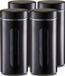 Zeller Voorraadpot / Blik met Venster - 6x - Zwart - 1200 ml - Glas/Metaal - D10 x H23 cm