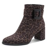 Marco Tozzi Dames Enkellaarsje 2-25338-43 Beige Textiel Blokhak Ritssluiting Maat 37 EU